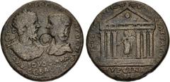 Roman Provincial AEOLIS, Myrina. Septimius Severus, with Julia Domna. AD 193-211. Æ (36mm, 24.94 g, 6h). Eupistos, son of Attalos, strategos. Laureate, draped, and cuirassed bust of Septimius Severus 