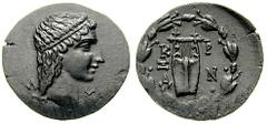LYCIA, Lycian League. Xanthos-Kragos Estimate $750 LYCIA, Lycian League. Xanthos-Kragos . Circa 23-19 BC. Æ 24mm (5.00 gm). L-U, diademed head of Apollo right / K-R/X/A-N and lyre; within laurel wreat