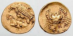 SICILY, Akragas Estimate $0 SICILY, Akragas. Circa 406 BC. AV Diobol (1.32 gm). [AKR]A, eagle perched on pile of rocks standing left, snake clasped in its talons; •• on rocks / Crab, SILA/NOS in two l