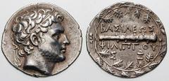 MACEDON, Kings of. Philip V Estimate $1000 MACEDON, Kings of. Philip V. 221-179 BC. AR Didrachm (8.32 gm). Struck 182-179 BC. Diademed head with a portrait that resembles Perseus right / BASILEWS FILI