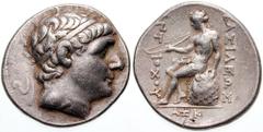SYRIA, Seleukid Kings. Antiochos II Estimate $300 SYRIA, Seleukid Kings. Antiochos II. 261-246 BC. AR Tetradrachm (17.17 gm). Magnesia on the Maeander mint. Diademed head right / BASILEWS right, [A]NT