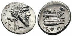 CN. POMPEY MAGNUS (Pompey the Great) Estimate $1000 CN. POMPEY MAGNUS (Pompey the Great). 49-48 BC. AR Denarius (3.91 gm). Struck in Greece. [CN PISO] PRO Q, head of Numa Pompilius right; NVMA on diad