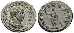 BALBINUS Estimate $1000 BALBINUS. 238 AD. AR Denarius (3.21 gm). IMP C D CAEL BALBINVS AVG, laureate, draped and cuirassed bust right / P M TR P COS II P P, Balbinus, togate, standing left, holding br