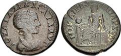 Roman Provincial BITHYNIA, Nicaea. Julia Mamaea. Augusta, AD 222-235. Æ Diassarion (23mm, 7.02 g, 6h). ΙΟΥΛΙΑ ΜΑΜΑΙΑ ΑΥΓ, draped bust right / ΝΙΚΑΙΕΩΝ ΙΠΠΑΡΧΟN, Hipparchus the astronomer seated left o