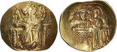 Byzantine John III Ducas (Vatatzes). Emperor of Nicaea, 1222-1254. AV Hyperpyron (25mm, 4.22 g, 6h). Magnesia mint. Struck 1232-circa 1254. Christ Pantokrator enthroned facing; sigla: – | (three pelle