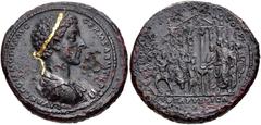 Commodus. AD 177-192. Æ Medallion (39mm, 43.60 g, 11h). Rome mint. Struck early AD 178. L AVREL COMMODVS AVG GERM SARM TR P III, laureate, draped, and cuirassed bust right / [IMP II] COS P P, VOTA PVB