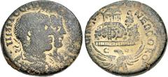 Roman Provincial JUDAEA, Neapolis. Philip I, with Philip II. 244-249 CE. Æ (26mm, 14.05 g, 6h). Struck 247-9 CE. Conjoined busts of Philip I, laureate, draped, and, cuirassed, and Philip II, bareheade