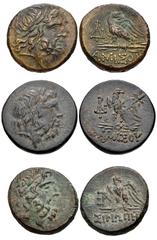 GREEK. Asia Minor. Lot of Three (3) Æ of Pontos and Paphlagonia. All coins: Circa 85-65 BC. Æ 19-21mm. Laureate head of Zeus right / Eagle standing left on thunderbolt, head right; monogram to left. I