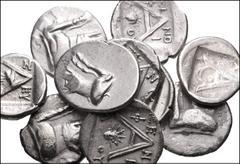GREEK. Central & Southern Greece. Lot of Ten (10) AR Hemidrachms of Argolis, Argos. All coins: Forepart of wolf at bay to left (5) or right (5) / Large A within incuse square. Majority of lot comprise