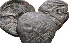 BYZANTINE. Lot of Three (3) Æ from Andronicus II to Andronicus III. Includes: Andronicus II. Æ Trachy // Andronicus II, with Michael IX. Æ Trachy // Andronicus III. Æ Assarion. Fine. LOT SOLD AS IS, N