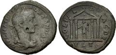 Roman Provincial THRACE, Deultum. Severus Alexander. AD 222-235. Æ Tetrassarion (26mm, 6.67 g, 6h). Laureate, draped, and cuirassed bust right, seen from behind / Statue of Homonoia standing left, wea