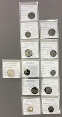 Large Lots ROMAN. Republican-Imperial. Lot of twelve (12) silver and bronze issues. Includes: Republican: L. Sentius. AR Denarius // C. Calpurnius Piso Frugi. AR Denarius // Imperial: various late Rom