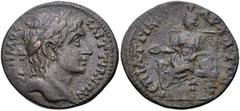 LYDIA, Saitta. Pseudo-autonomous issue. Time of Marcus Aurelius to Caracalla, circa AD 161-217. Æ (23mm, 5.43 g, 6h). Laureate head of Demos right / Kybele seated left, holding phiale, resting elbow o