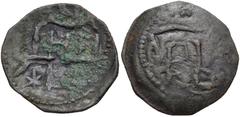 BULGARIA, Second Empire. Ivan Šišman. 1371–1395. Æ Trachy (21mm, 1.94 g, 9h). Cherven mint. Large Šišman monogram across field; N above / Large tsar monogram across field; + below. Raduchev & Zhekov T