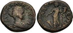Roman Provincial PAMPHYLIA, Attalia. Plautilla. Augusta, AD 202-205. Æ (20.5mm, 6.39 g, 12h). Draped bust right / Tyche standing left, holding rudder and cornucopia. Baydur 295; SNG BN 270; L&K 1092 (