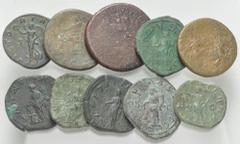 Large Lots ROMAN. Imperial. Lot of ten (10) Æ Sestertii. Includes: Claudius (with NCAPR countermark) // Domitian // Nerva (Annona and Ceres reverse) // Gordian III (2) // Philip I (3) // Philip II // 