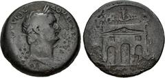 Roman Provincial EGYPT, Alexandria. Domitian. AD 81-96. Æ Drachm (33mm, 22.50 g, 11h). Dated RY 15 (AD 95/6). Laureate head right / Triumphal arch with three bays between columns, two windows above; r