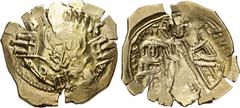 Byzantine Andronicus II Palaeologus, with Andronicus III. 1282-1328. AV Hyperpyron (25mm, 4.30 g, 6h). Constantinople mint. Struck 1325-1328 (or later). Half-length figure of the Theotokos, orans, wit