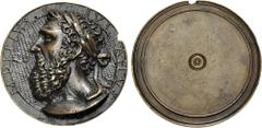 World Medals ANCIENT THEMES. Didius Julianus. AD 193. Cast Æ Uniface Medal (37mm, 18.32 g). By an uncertain German school (circa 16th century). M DITIVS IVLIANVS, high relief laureate bust left; numer