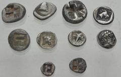 Large Lots GREEK. Asia Minor. Lot of ten (10) silver fractions. Includes: Troas, Kebren. AR Hemiobol // Troas, Neandreia. AR Obol // Aeolis, Myrina. AR Obol // Mysia, Pergamon. AR Obol // Islands off 
