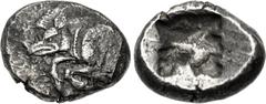 Greek LYCIA, Uncertain. Circa 520-470/60 BC. AR Stater (21mm, 9.68 g). Forepart of boar left / Incuse square. Müseler I, 14; Falghera 12. Toned, some roughness on obverse. VF. Ex Spink 217 (26 June 20
