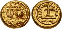 Byzantine Heraclius, with Heraclius Constantine. 610-641. AV Solidus (11.5mm, 4.48 g, 6h). Carthage mint. Dated IY 11 (637/8). D N ЄRA CI CONTAN PP V IA, crowned facing busts of Heraclius and Heracliu