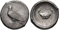 Greek SICILY, Akragas. Circa 410-406 BC. AR Didrachm (19.5mm, 8.12 g, 5h). Sea eagle standing left / Crab within incuse circle. Westermark, Coinage, Period III, 216 (O76/R141); HGC 2, 94; SNG ANS 949 