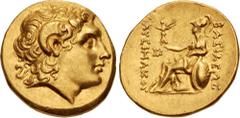 Greek THRACE, Byzantion. Circa 260-245 BC. AV Stater (19mm, 8.49 g, 11h). In the name and types of Lysimachos. Diademed head of the deified Alexander right, with horn of Ammon / Athena Nikephoros seat