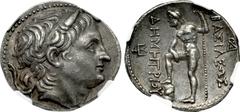 Greek KINGS of MACEDON. Demetrios I Poliorketes. 306-283 BC. AR Tetradrachm (29mm, 17.08 g, 4h). Amphipolis mint. Struck circa 289-288 BC. Diademed and horned head right / Poseidon Pelagaios standing 