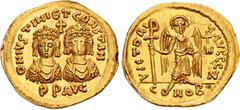 The Family of Constantine Collection Justin II & Tiberius II Constantine. 578. AV Solidus (20.5mm, 4.40 g, 6h). Constantinople mint, 7th officina. Struck 26 September-5 October. D N IVSTINI ЄT CONSTAN
