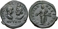 MOESIA INFERIOR, Dionysopolis. Gordian III. AD 238-244. Æ Pentassarion (27mm, 11.07 g, 2h). Confronted busts of Gordian, laureate, draped and cuirassed, and Serapis, cuirassed / Homonia standing left,
