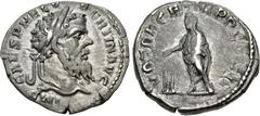 Roman Imperial Pertinax. AD 193. AR Denarius (18.5mm, 3.31 g, 12h). Rome mint. 2nd emission. Laureate head right / Pertinax standing left, sacrificing out of patera over tripod to left and holding vol