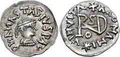 Early Medieval GEPIDS. Uncertain king. 454-552. AR Quarter Siliqua (14mm, 1.01 g, 4h). Imitating a Ravenna mint Quarter Siliqua of Theoderic in the name of Anastasius I. Sirmium mint. D N ΛИΛSTΛSIVS P