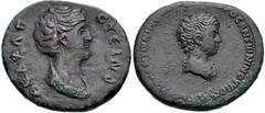 CYPRUS, Uncertain. Diva Faustina Senior, with Galerius Antoninus. Died AD 140/1 and before AD 138. Æ (27mm, 9.98 g, 12h). Struck circa AD 147. Veiled and draped bust of Diva Faustina Senior right, wea