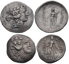 GREEK. Northern Greece. Lot of Two (2) AR Tetradrachms, Maroneia and an imitation of Thasos. Includes: THRACE, Maroneia. AR Tetradrachm. Wreathed head of young Dionysos right / Dionysos standing left,