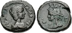 The Beniak Collection of Alexandrian Coinage EGYPT, Alexandria. Julia Paula. Augusta, AD 219-220. Potin Tetradrachm (23mm, 12.87 g, 12h). Dated RY 3 of Elagabalus (until August AD 220). Draped bust ri