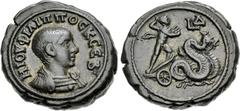 The Beniak Collection of Alexandrian Coinage EGYPT, Alexandria. Philip II. As Caesar, AD 244-247. Potin Tetradrachm (23mm, 11.81 g, 12h). Dated RY 4 of Philip I (AD 246/7). Bareheaded and cuirassed bu