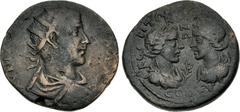 Roman Provincial CILICIA, Seleucia ad Calycadnum. Trebonianus Gallus. AD 251-253. Æ (33mm, 18.95 g, 6h). Radiate, draped, and cuirassed bust right, seen from behind / Laureate and draped bust of Apoll