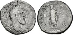 Roman Imperial Didius Julianus. AD 193. AR Denarius (17mm, 2.37 g, 6h). Rome mint. Laureate head right / Didius Julianus standing left, holding globe and volumen. RIC IV 3; RSC 15. Toned, flan flaws, 