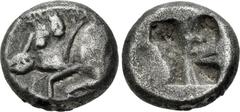 Greek DYNASTS of LYCIA. Uncertain dynast. Circa 500-470/60 BC. AR Sixth Stater (10mm, 1.34 g). Forepart of boar left / Quadripartite incuse square with Maltise cross style. Müseler –; cf. Falghera (di