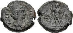 The Beniak Collection of Alexandrian Coinage EGYPT, Alexandria. Annia Faustina. Augusta, AD 221. Potin Tetradrachm (23mm, 12.19 g, 11h). Dated RY 5 of Elagabalus (AD 221). Draped bust right / Ares sta
