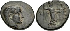 Greek PERSIA, Achaemenid Empire. Gamerses. Satrap of Lydia, early 4th century BC. Æ (13.5mm, 2.00 g, 12h). Uncertain mint in Lydia. Youthful head right, wearing short hair with long braid, earring, an