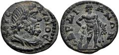 LYDIA, Sardis. Pseudo-autonomous issue. Time of Caracalla, circa AD 212-217. Æ (15mm, 1.77 g, 6h). Diademed and draped bust of Zeus Lydios right / Herakles standing facing, head left, leaning on club 