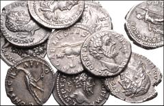 ROMAN. Imperial. Lot of ten (10) AR Denarii from Hadrian to Julia Soaemias. Includes: Hadrian // Diva Faustina Senior // Clodius Albinus // Septimius Severus (4) // Carcalla // Geta // Julia Soaemias.
