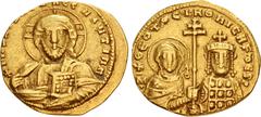 Byzantine Nicephorus II Phocas. 963-969. AV Histamenon (or Tetarteron) Nomisma (20mm, 4.06 g, 6h). Constantinople mint. Facing bust of Christ Pantokrator / Facing half-length busts of the Theotokos an
