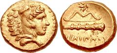 KINGS of MACEDON. Philip III Arrhidaios. 323-317 BC. AV Quarter Stater (11mm, 2.17 g, 6h). In the types of Philip II. Pella mint. Struck under Antipater or Polyperchon, circa 323-318/7 BC. Head of Her