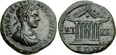 BITHYNIA, Nicaea. Caracalla. AD 198-217. Æ (23mm, 6.13 g, 6h). • M • AVPHΛIOC • ANTΩNINOC • AVΓ, laureate, draped, and cuirassed bust right / NI to left, KAI to right, EΩN in exergue, hexastyle temple