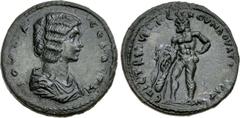 LYDIA, Attaleia. Julia Domna. Augusta, AD 193-217. Æ (30mm, 13.71 g, 6h). Aur. Glaucon Secundus, strategus . IOVΛIΛ • CЄBΛCTH, draped bust right / ЄΠI CTP Λ [ΓΛΛ]V[KΩ]NOC CЄKOVNΔOV ΛTT[ΛΛ]ЄΛTΩN, The “