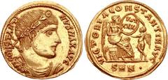 Constantine I. AD 307/310-337. AV Solidus (21mm, 4.48 g, 12h). Nicomedia mint. Struck circa AD 335. CONSTANTI NVS NAX AVG, diademed, draped, and cuirassed bust right / VICTORIA CONSTANTIN AVG, Victory