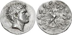 Greek KINGS of MACEDON. Perseus. 179-168 BC. AR Tetradrachm (31.5mm, 17.05 g, 11h). Attic standard. Amphipolis mint. Struck circa 174-170 BC. Diademed head right / Eagle, wings spread, standing right 